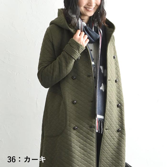 オリジナル キルティングコート ロング ダブル フード付き M〜3L大きいサイズ 秋 冬 30代 4...