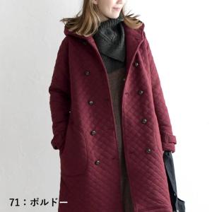 オリジナル キルティングコート ロング ダブル コート フード付き M〜3L大きいサイズ 秋 冬 3...