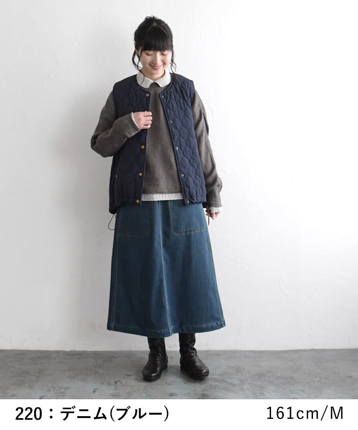 スカート デニム レディース 裏起毛 暖パン 暖かい ロング 保湿発熱 大きいサイズ 25AW1104R, c1120, | earth_eco_loco | 17