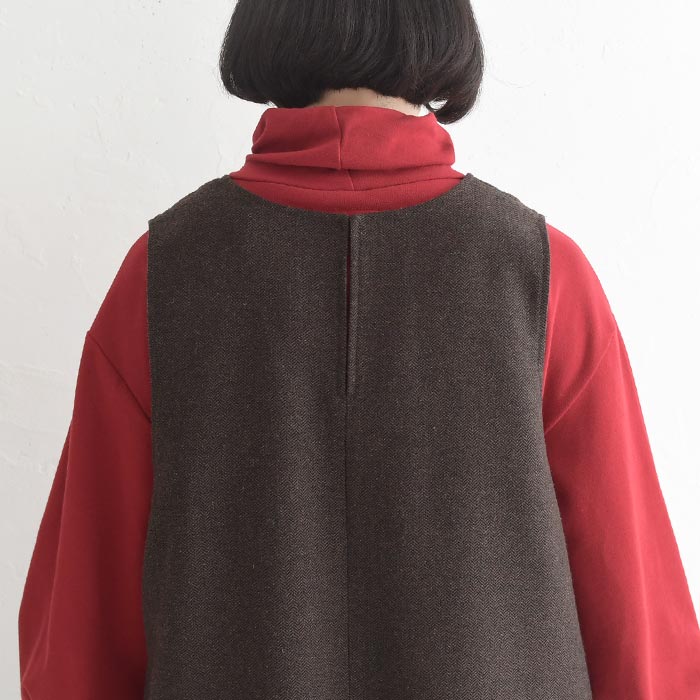 20％OFF セール！ 返品交換不可 ジャンスカワンピース レディース ウール混 ヘリンボーン Vネック 25AW1003, q1219, q2, | earth_eco_loco | 18