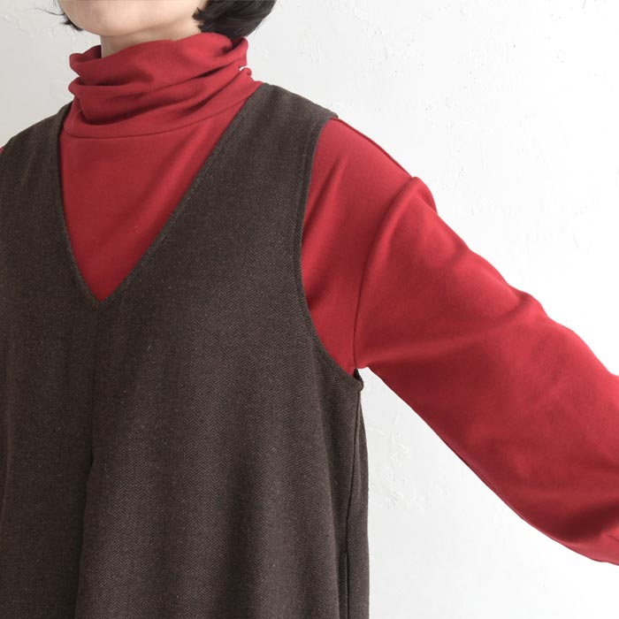 20％OFF セール！ 返品交換不可 ジャンスカワンピース レディース ウール混 ヘリンボーン Vネック 25AW1003, q1219, q2, | earth_eco_loco | 19