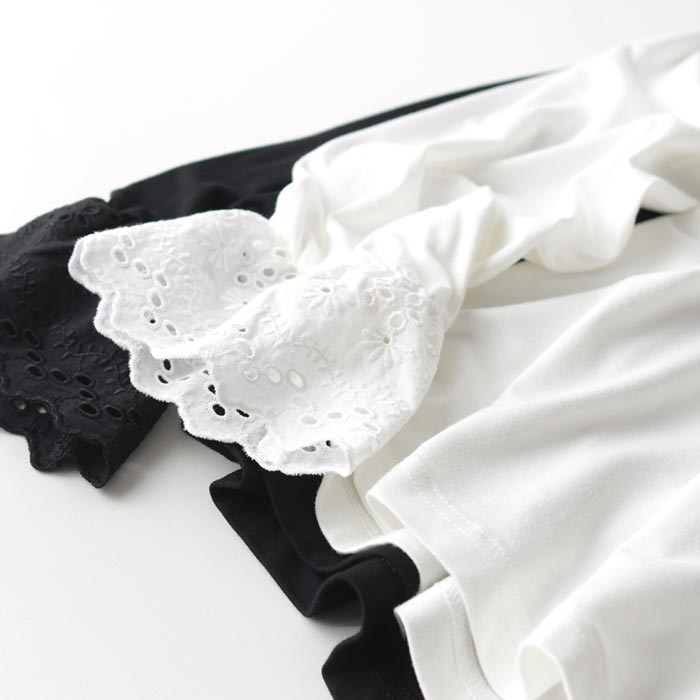 インナーカットソー 長袖 レディース 襟袖レース カットワーク 綿 25AW0904, | earth_eco_loco | 15