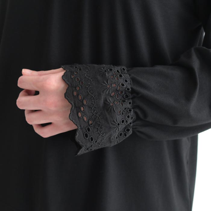 インナーカットソー 長袖 レディース 襟袖レース カットワーク 綿 25AW0904, | earth_eco_loco | 19