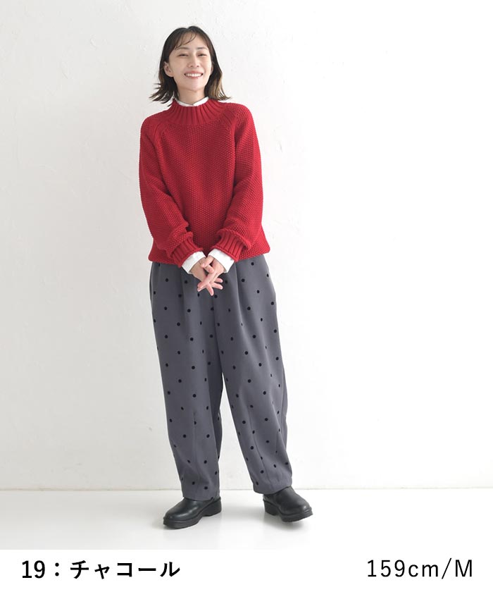 20％OFF セール！ 返品交換不可 サーカスパンツ レディース フロッキードット タック 25AW0919, q1128, q2, | earth_eco_loco | 05