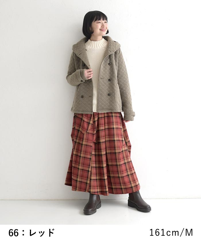 【50％OFF セール！】 返品交換不可 ロングスカート レディース 起毛チェック 変形 フランネル 25AW1010, q1219, q5, | earth_eco_loco | 05