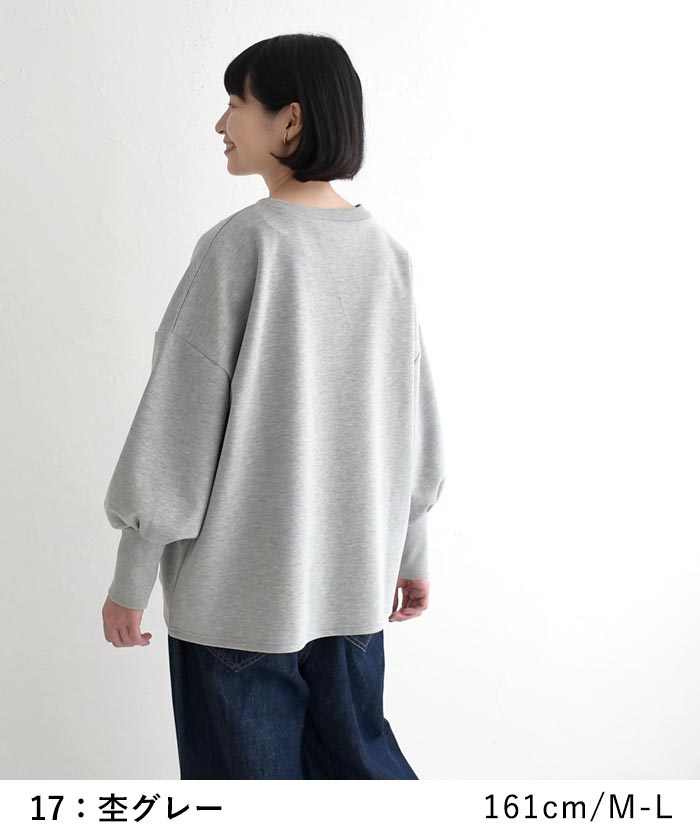 20％OFF セール！ 返品交換不可 プルオーバー トレーナー 長袖 レディース ストレッチポンチ ふわり袖 クルーネック 25AW1024, q0123, q2, | earth_eco_loco | 18