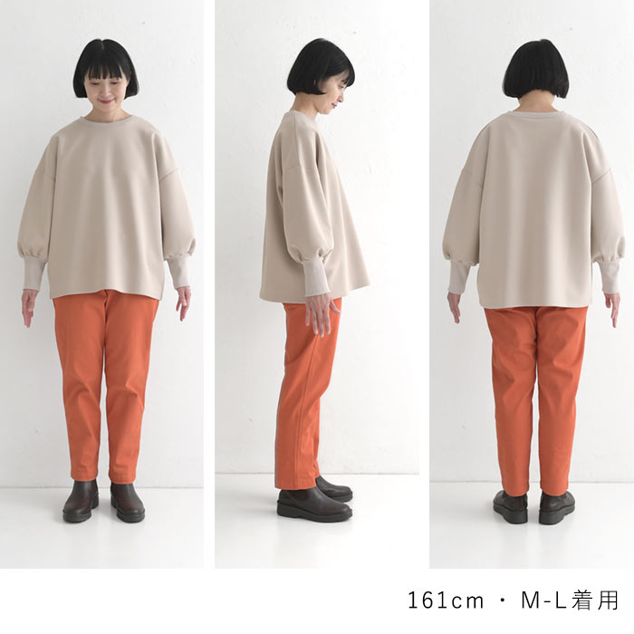 20％OFF セール！ 返品交換不可 プルオーバー トレーナー 長袖 レディース ストレッチポンチ ふわり袖 クルーネック 25AW1024, q0123, q2, | earth_eco_loco | 25