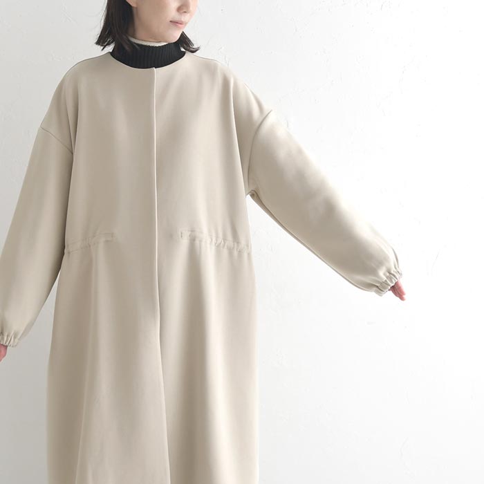 30％OFF セール！ 返品交換不可 ノーカラーコート レディース ロング ライトアウター ストレッチポンチ ウエスト絞り 25AW1003, q0109, q3, | earth_eco_loco | 19