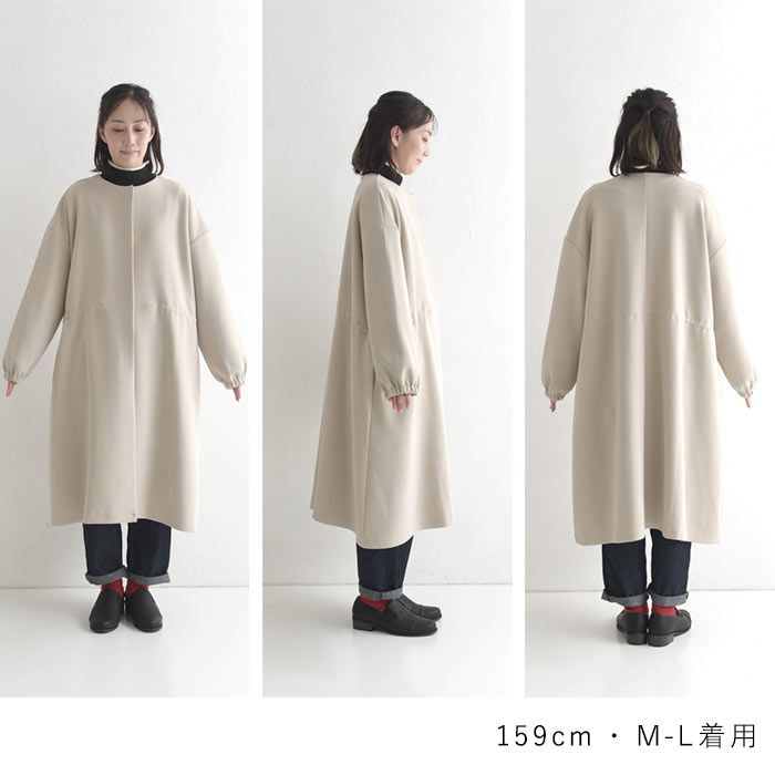 30％OFF セール！ 返品交換不可 ノーカラーコート レディース ロング ライトアウター ストレッチポンチ ウエスト絞り 25AW1003, q0109, q3, | earth_eco_loco | 22