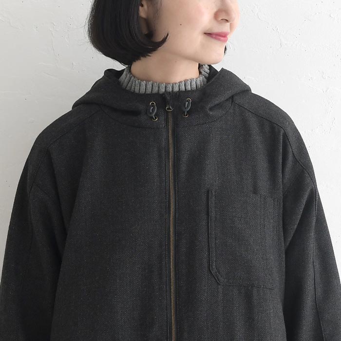 30％OFF セール！ 返品交換不可 マウンテンパーカー レディース マンパ ライトアウター ツイード ヘリンボン 裏地付き ゆったり 25AW1024, q0109, q3, | earth_eco_loco | 17