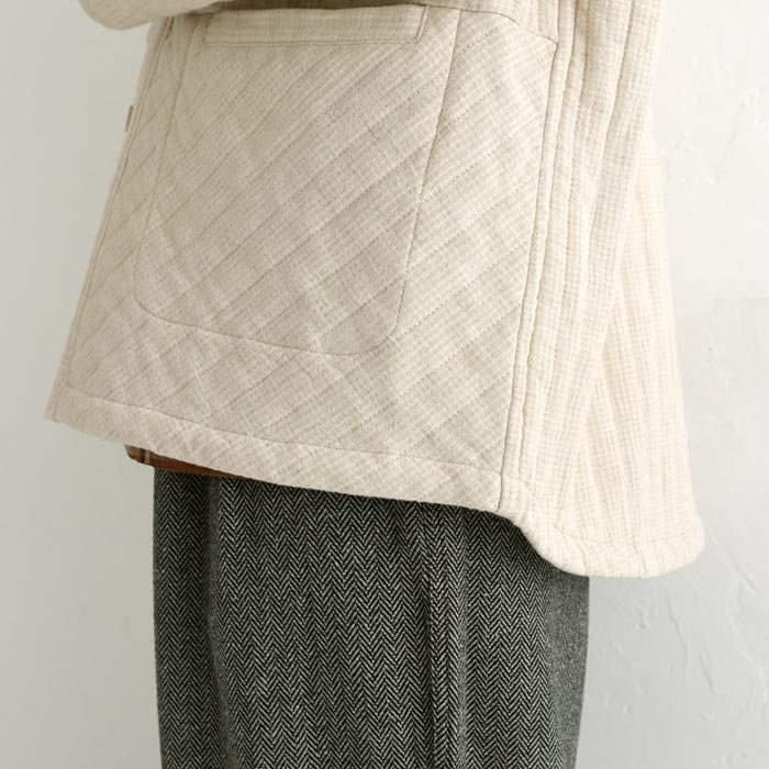 50％OFF セール！ 返品交換不可 ノーカラーブルゾン 綿麻ジャガード キルト キルティング レディース ショート丈 25AW1107, q0123, q5, | earth_eco_loco | 21