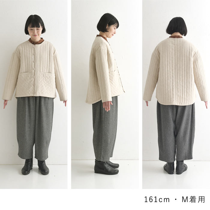 50％OFF セール！ 返品交換不可 ノーカラーブルゾン 綿麻ジャガード キルト キルティング レディース ショート丈 25AW1107, q0123, q5, | earth_eco_loco | 22