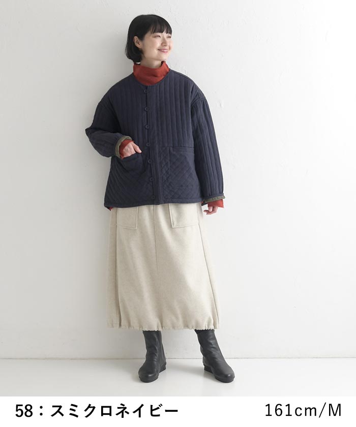 50％OFF セール！ 返品交換不可 ノーカラーブルゾン 綿麻ジャガード キルト キルティング レディース ショート丈 25AW1107, q0123, q5, | earth_eco_loco | 10