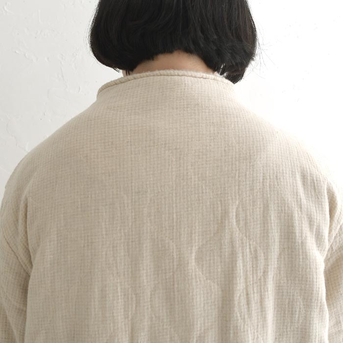 50％OFF セール！ 返品交換不可 ボトルネックコート 綿麻ジャガード ひょうたんキルト キルティング レディース ロング丈 裏ボア 25AW1107, q0123, q5, | earth_eco_loco | 16