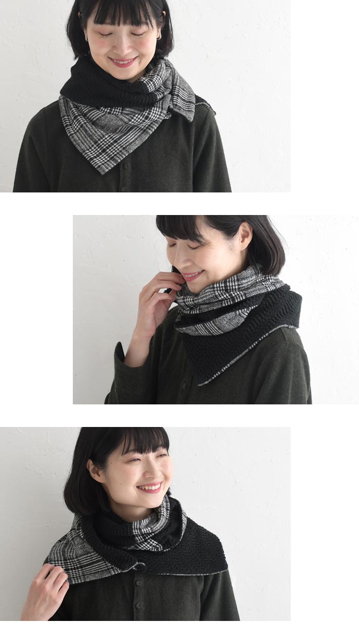 クーポンで30％OFF ネックウォーマー レディース チェック ニット アフガン風 あったか 25AW1114, c1204, | earth_eco_loco | 09