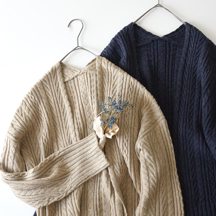 クーポンで30％OFF カーディガン 長袖 レディース 総ケーブル編み 着ぶくれしない あったか 25AW1114, | earth_eco_loco | 14