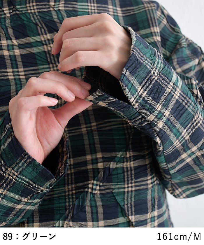 プルオーバー シワ加工 チェック柄 earth_eco_loco  秋 冬 26AW1002, | earth_eco_loco | 12