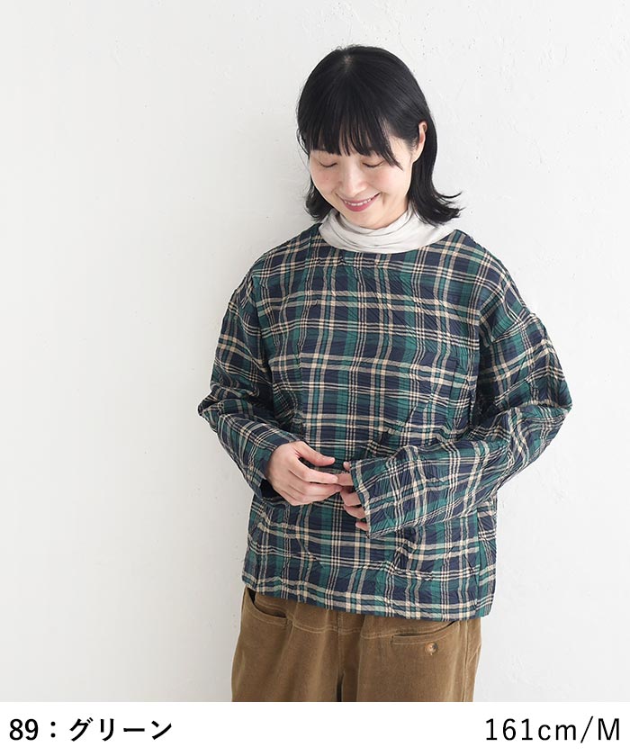 プルオーバー シワ加工 チェック柄 earth_eco_loco  秋 冬 26AW1002, | earth_eco_loco | 13