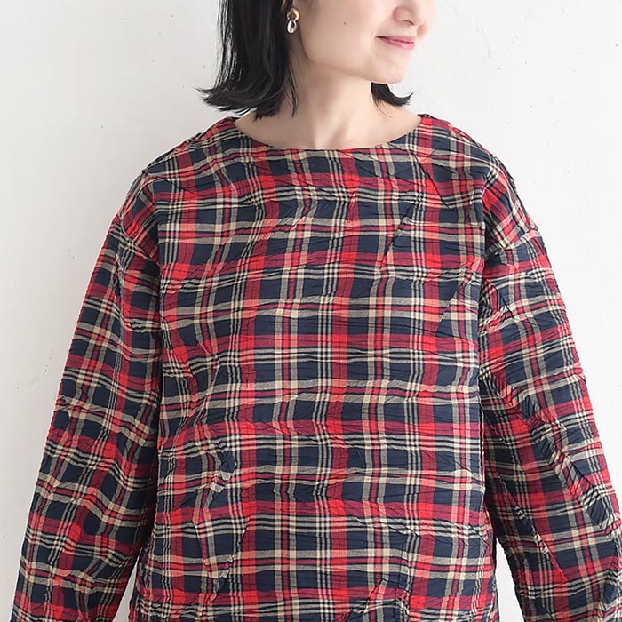 プルオーバー シワ加工 チェック柄 earth_eco_loco  秋 冬 26AW1002, | earth_eco_loco | 14