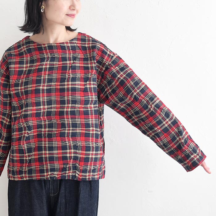 プルオーバー シワ加工 チェック柄 earth_eco_loco  秋 冬 26AW1002, | earth_eco_loco | 16