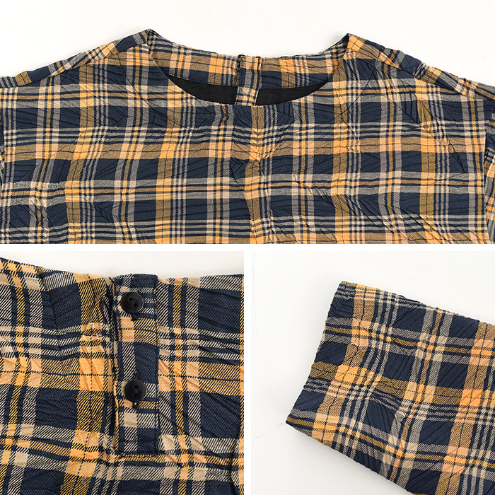 プルオーバー シワ加工 チェック柄 earth_eco_loco  秋 冬 26AW1002, | earth_eco_loco | 20