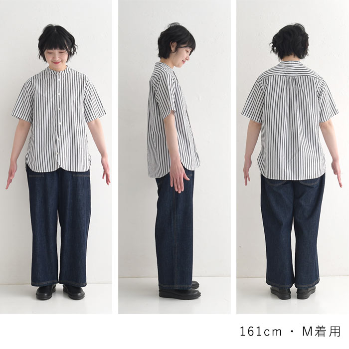 メール便送料無料 シャツ 半袖 レディース タイプライタース タンドカラー 綿100% 大きいサイズ 25SS0501R, | earth_eco_loco | 26