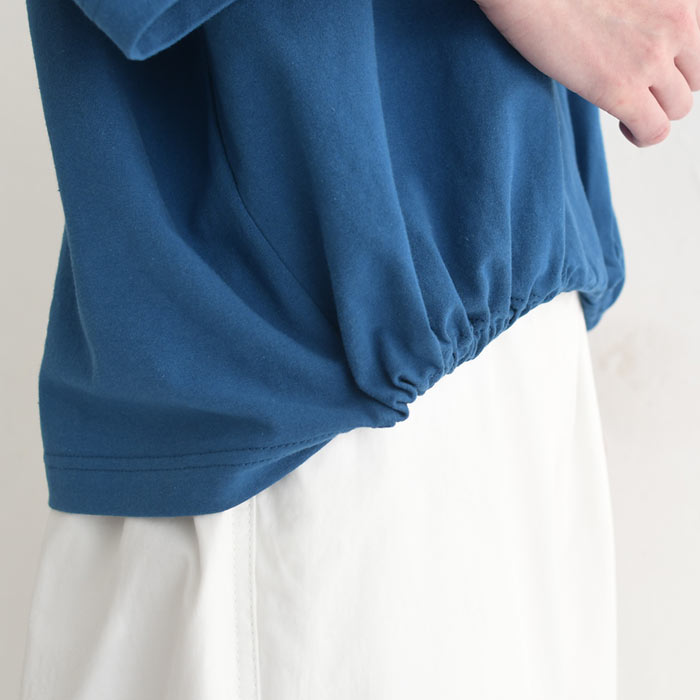 カットソー レディース ストレッチコットン 裾ギャザー 六分袖 綿 大きめ 大きいサイズ 25SS0304R, c14, | earth_eco_loco | 27