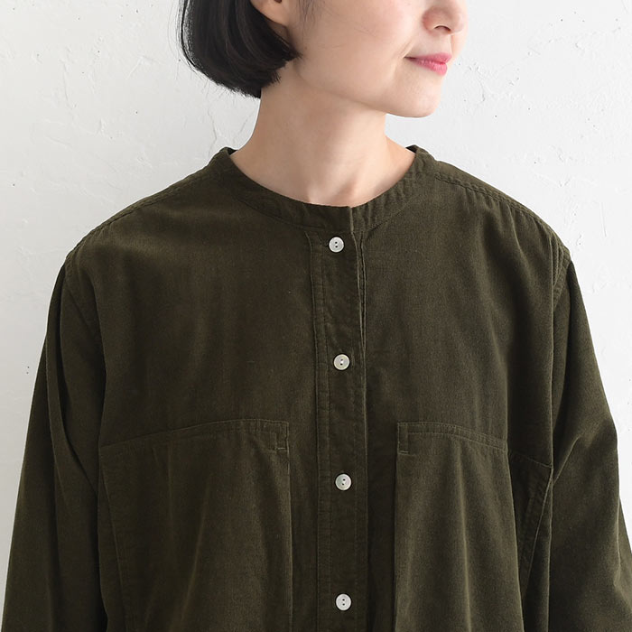 シャツワンピース 長袖 レディース コーデュロイ ワイドポケット 綿100％ 25AW1010R, | earth_eco_loco | 15