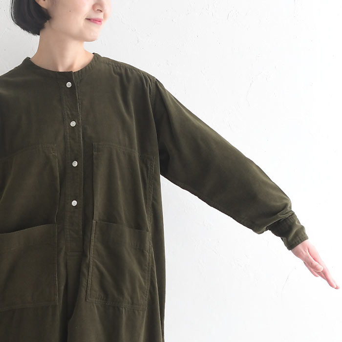 シャツワンピース 長袖 レディース コーデュロイ ワイドポケット 綿100％ 25AW1010R, | earth_eco_loco | 17