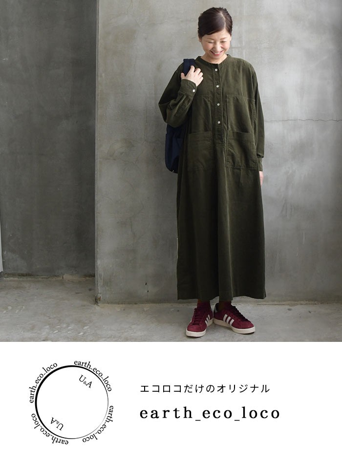earth_eco_loco シャツワンピース 長袖 レディース ロング