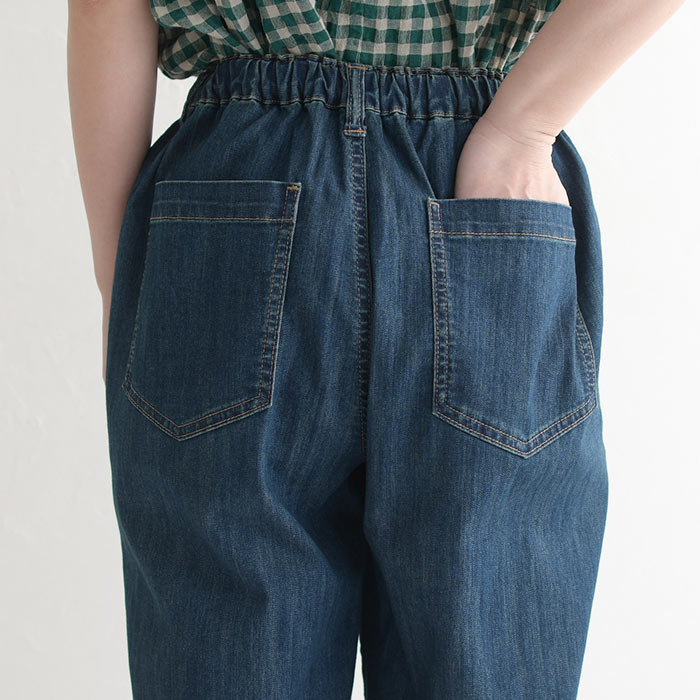 ワイドパンツ レディース カーゴ デニム 接触冷感 9分丈 UVケア ウエストゴム 大きいサイズ 25SS0424R, | earth_eco_loco | 20