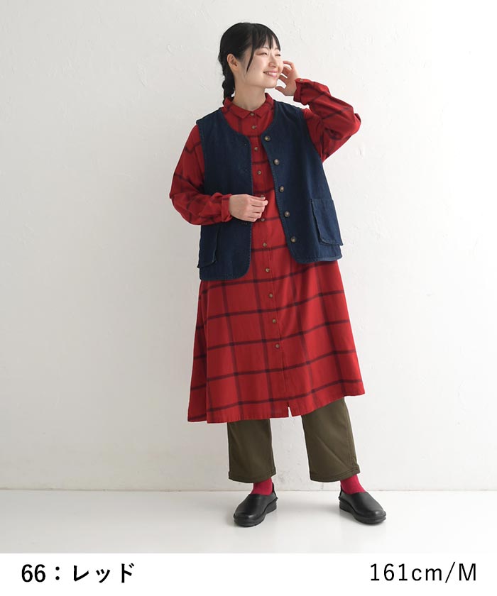 ワンピース チェック シャツワンピース 長袖 レディース 起毛 綿100% 大きいサイズ 24AW1108R,  オリジナル | earth_eco_loco | 13