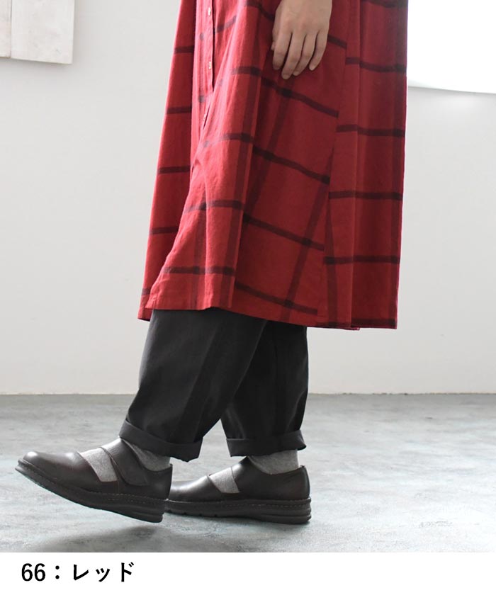 ワンピース チェック シャツワンピース 長袖 レディース 起毛 綿100% 大きいサイズ 24AW1108R,  オリジナル | earth_eco_loco | 14