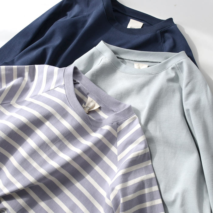 50％OFF セール！ 返品交換不可 日本製 ボーダーカットソー コットン レディース 綿100% 長袖 10分丈 24AW0830R, q1219, q5, |  | 25