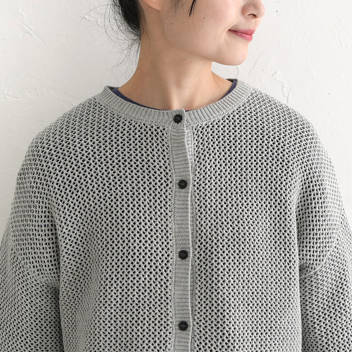 オリジナル コットンニット メッシュカーディガン M-L〜3L 大きいサイズ 春 夏 30代 40代 50代 24SS0321,｜ecoloco｜17