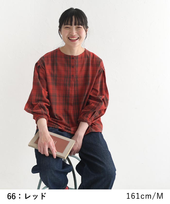 チエコサク　チェック長袖ブラウス 赤チェック 長袖シャツ 110 チエコサク】ブラウス – ミキハウスオフィシャルサイト