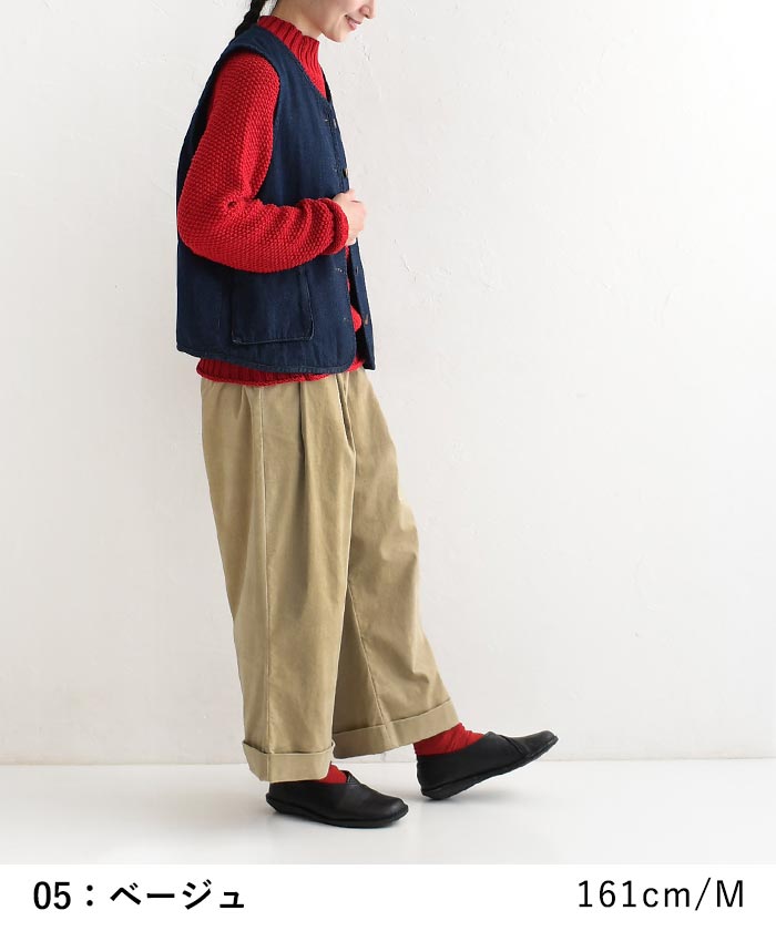 earth_eco_loco ワイドパンツ ロング レディース コットン別珍