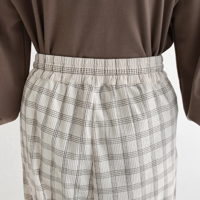 70％OFF セール！ 返品交換不可 パンツ ワイド レディース ストレッチコーデュロイ チェック 綿 大きいサイズ 24AW1024, q0123, q7, |  | 18