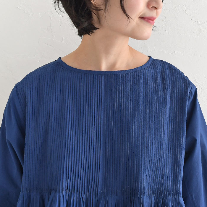 ブラウス 長袖 レディース 袖リブ 細タックプリーツ 綿100％ 大きいサイズ 25SS0321, | earth_eco_loco | 16