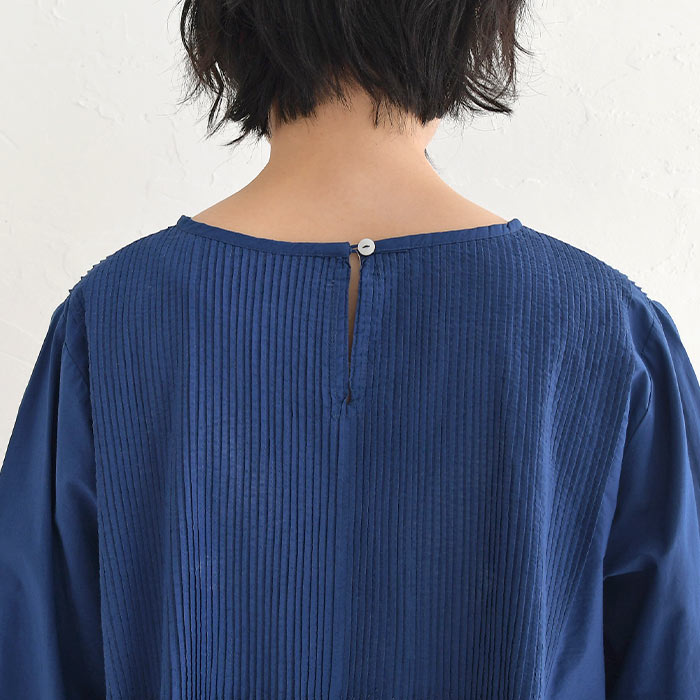 ブラウス 長袖 レディース 袖リブ 細タックプリーツ 綿100％ 大きいサイズ 25SS0321, | earth_eco_loco | 17