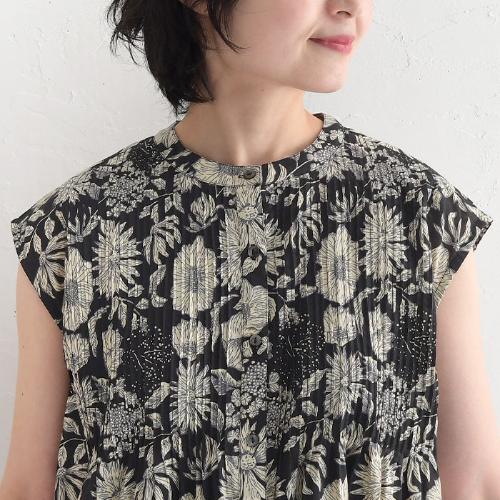 ワンピース ロング レディース ノースリーブ 花柄 フラワープリント 繊細タック 春夏 大きいサイズ 26SS0508R, 爆買 | earth_eco_loco | 15