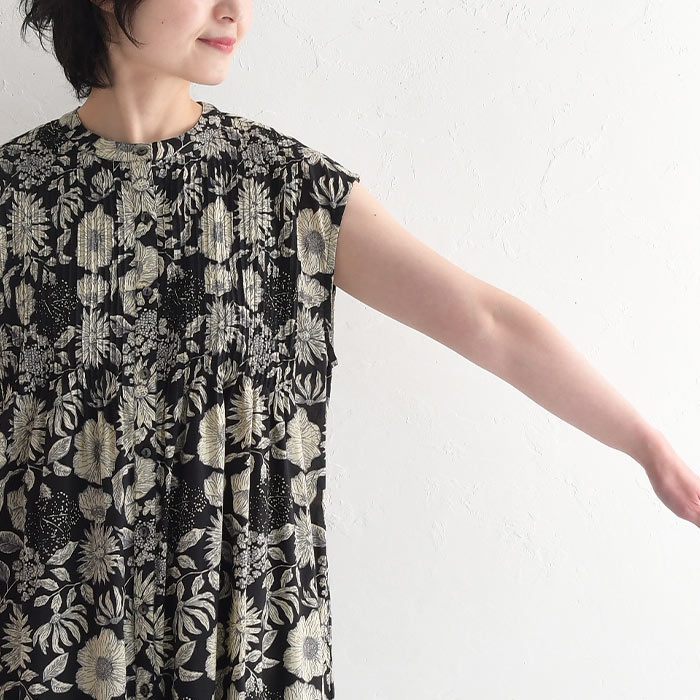 ワンピース ロング レディース ノースリーブ 花柄 フラワープリント 繊細タック 春夏 大きいサイズ 26SS0508R, 爆買 | earth_eco_loco | 17