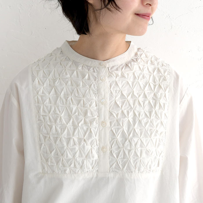 最大20％OFFクーポンあり ブラウス 七分袖 レディース コットンポプリン スモッキング刺繍 綿100％ 春夏 26SS0424R, 爆買 | earth_eco_loco | 15