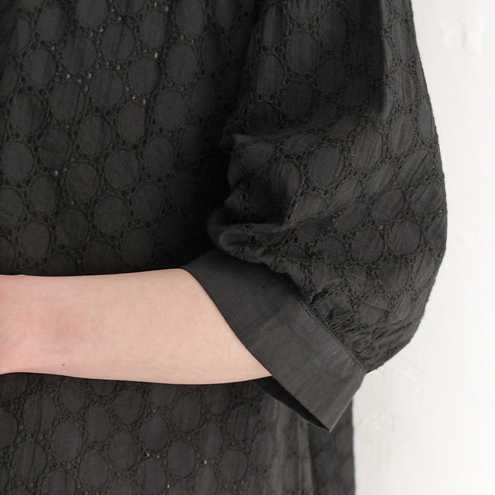 ブラウス 七分袖 レディース シャツ 涼しい コットンキャンブリック ラウンド刺繍 ふんわり袖 綿100％ 25SS0613,　爆買 | earth_eco_loco | 18