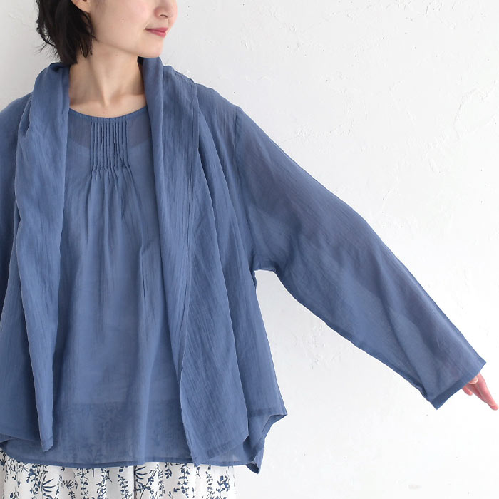 アンサンブル レディース きれいめ 夏 ガウンカーデ クラッシュボイル 綿100％ 大きいサイズ 25SS0627, | earth_eco_loco | 20