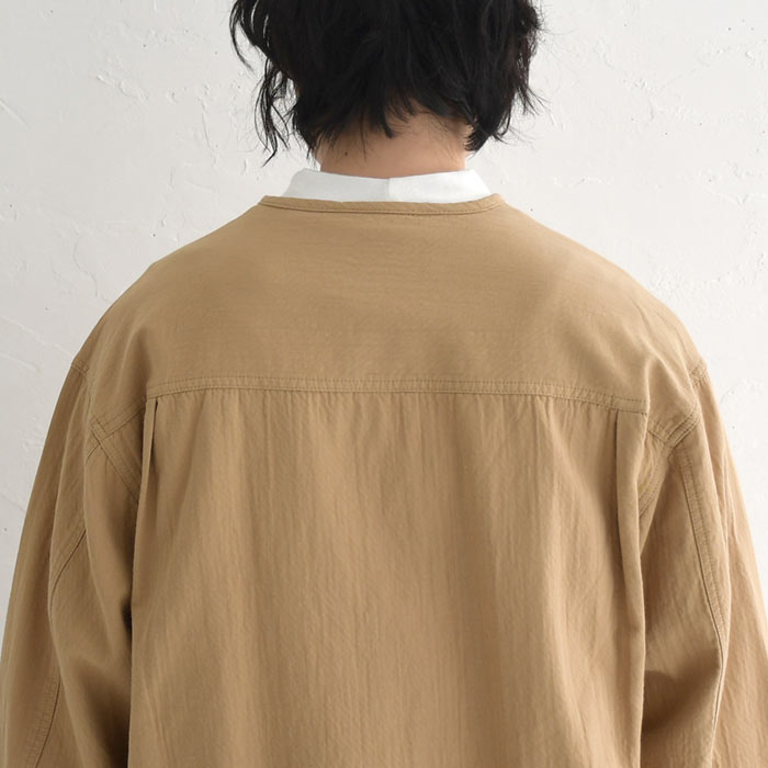 ノーカラーブルゾン レディース ライトアウター 羽織り コットン接結 タック 綿100％ 大きいサイズ 25SS0219, オリジナル | earth_eco_loco | 17