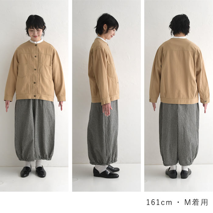 ノーカラーブルゾン レディース ライトアウター 羽織り コットン接結 タック 綿100％ 大きいサイズ 25SS0219, オリジナル | earth_eco_loco | 21