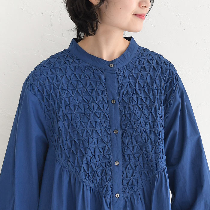 クーポンあり ワンピース スモッキング刺繍 ロング 長袖 コットンポプリン Aライン 綿100％ 春 夏 26SS0319R, | earth_eco_loco | 15