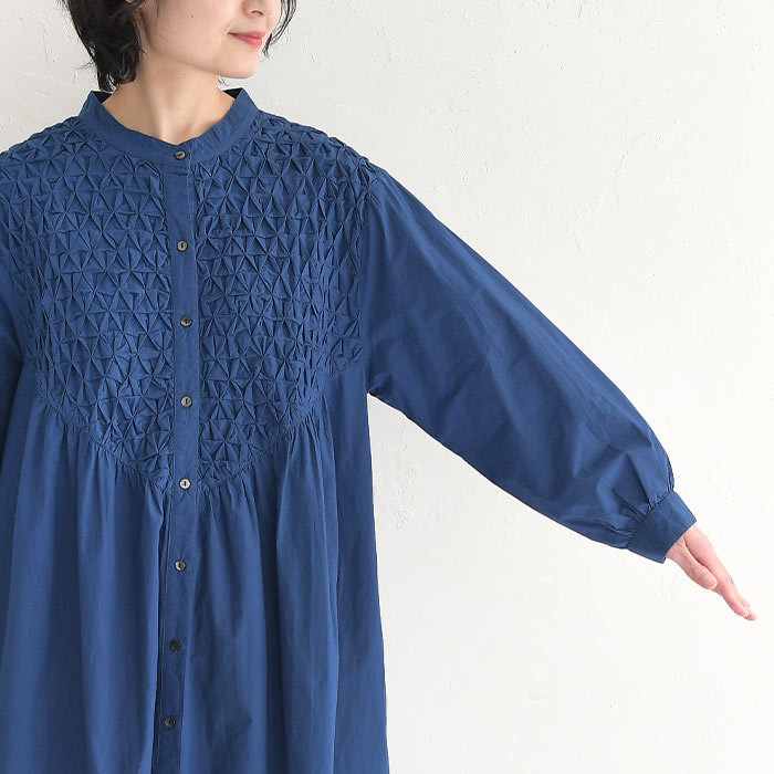 クーポンあり ワンピース スモッキング刺繍 ロング 長袖 コットンポプリン Aライン 綿100％ 春 夏 26SS0319R, | earth_eco_loco | 17