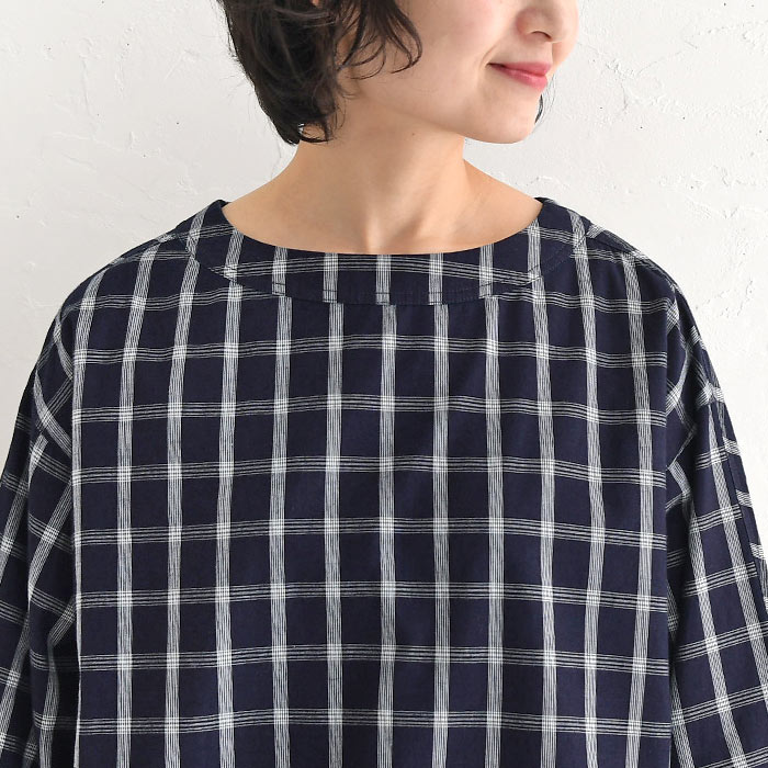 プルオーバー レディース 長袖 ブラウス シャツ 綿 チェック ゆったり 大きいサイズ 25SS0418, | earth_eco_loco | 15